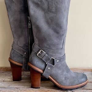 Talbots grey suede knew high heeled boots size 11